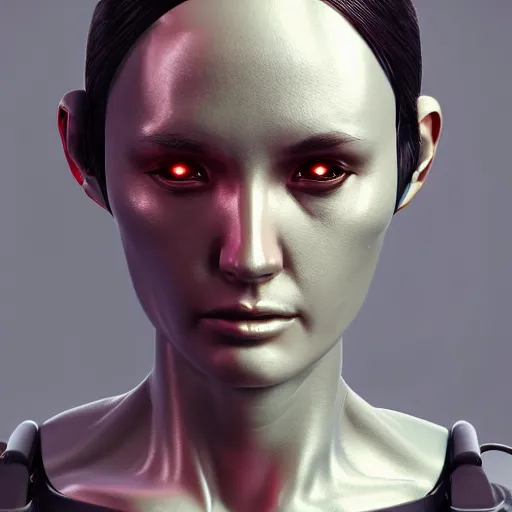 Image similar to cybernetic android human enhancements, 8 k, cgsociety, render ultra detailed hyper detailed, photorealistic, reflective, subsurface scattering, dramatic lighting