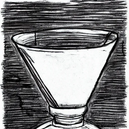 Prompt: simple ink drawing of a crystal chalice