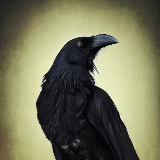 Image similar to A portrait of a crow dressed as a wizard, UHD, 4K, Tyler Jacobson, fantasy, DnD, magical particles, magical, digital art