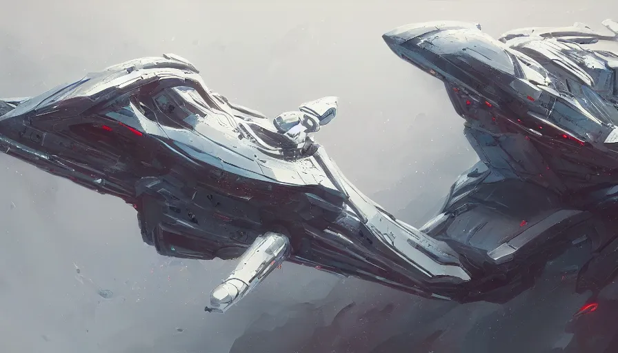 Image similar to visual storytelling, concept art of spaceship by jama jurabaev, extremely detailed, trending on artstation, high quality, brush stroke