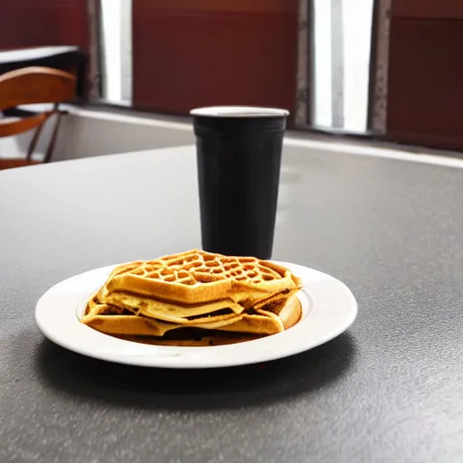 Image similar to first person perspective picture of arms on table, wafflehouse