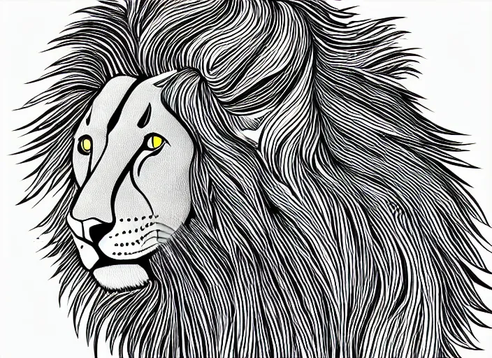 Image similar to single line drawing of a full lion. single line challenge. winner