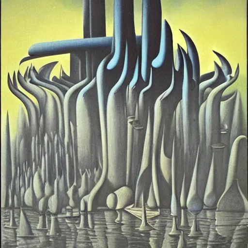 Image similar to Temple of the new gods. Yves Tanguy.