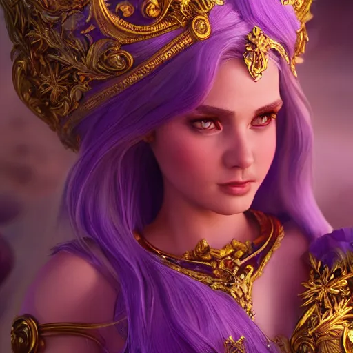 Image similar to wonderful princess of amethyst with fair skin, ornate 8 k gorgeous intricate detailed, accent lighting, dramatic light, octane render