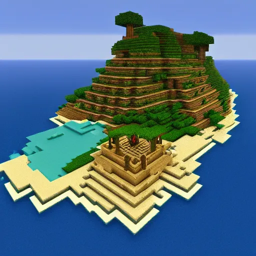 Image similar to Jeffrey Epstein's island in Minecraft, 8k HD
