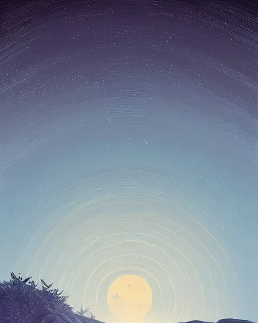 Image similar to beautiful painting of a serene moon at night, art by mike winkelmann, sky night, illustration, highly detailed, simple, smooth and clean vector curves, no jagged lines, vector art, smooth, artstation