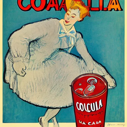 Image similar to an advertisement for coka - cola by henri toulouse lautrec