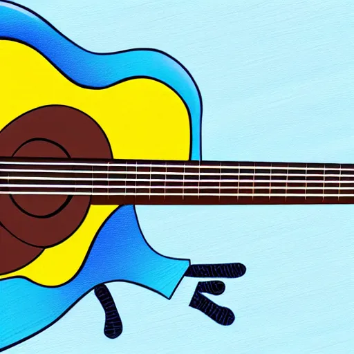 Image similar to frog playing on guitar, blue background, photorealistic