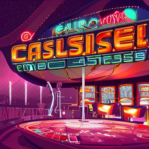 Image similar to futuristic casino, crisp, artistic, artstation, luxury, las vegas, beautiful, concept art, cartoon