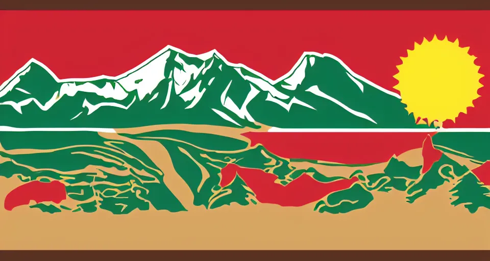 Image similar to A flag representing the Salmon River mountain valley, vector graphic, vexillology, heraldry,