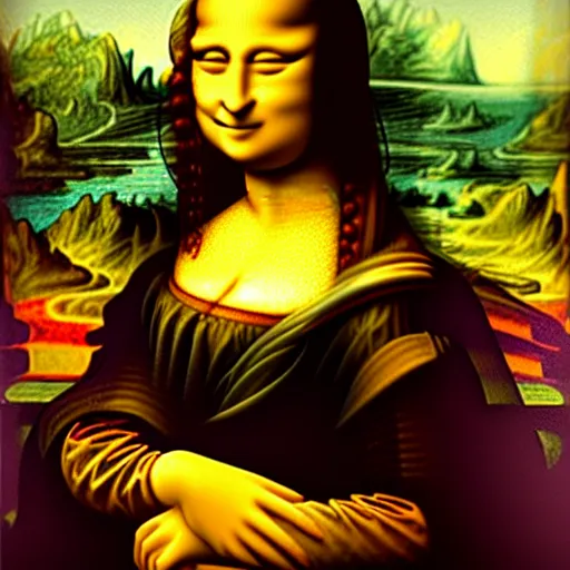 Image similar to the mona lisa with arms and legs