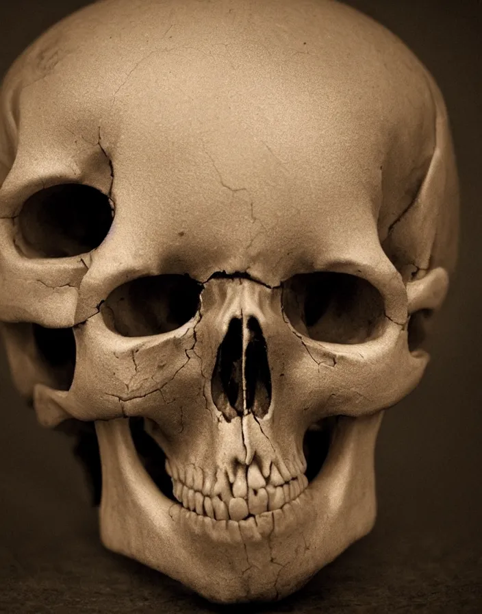 Image similar to child skull deformed due to radiation by bill ellis, ultra realistic, super detailed, mysterious lighting