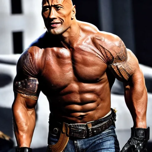 Image similar to Dwayne Johnson as cowboy