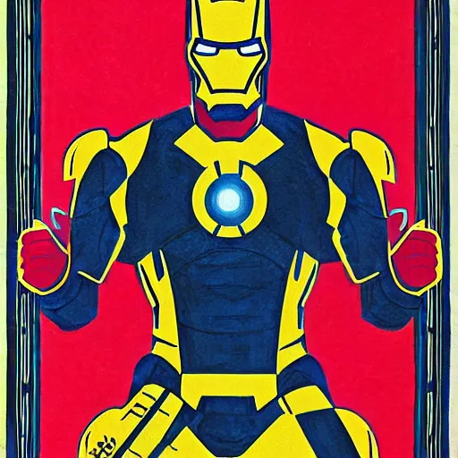 Prompt: iron man, illuminated manuscript!!!!