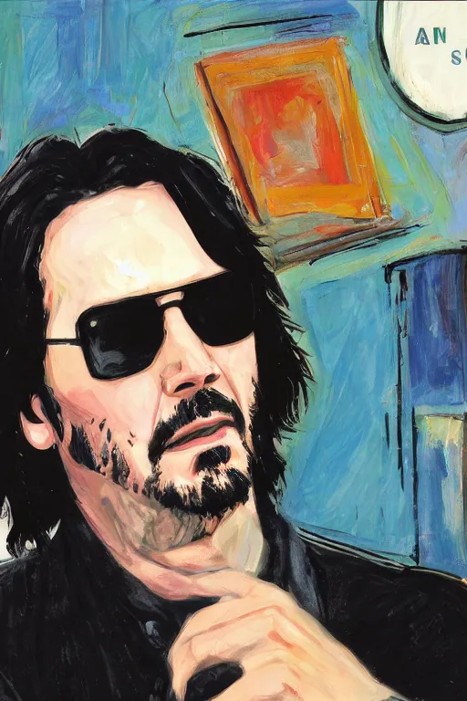 Image similar to a dream on a lunch break, by Keanu Reeves