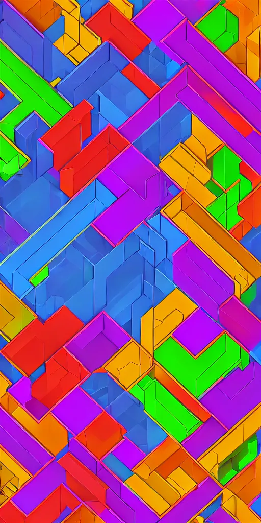 Prompt: Tetris in 5 dimensions, digital art, glowing geometric fractals, 8K