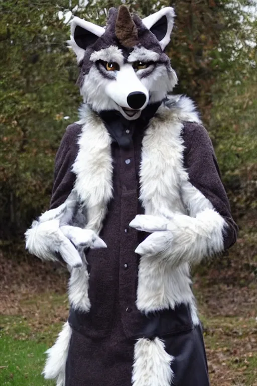 Image similar to an anthropomorphic wolf, fursuit!!!!, cosplay