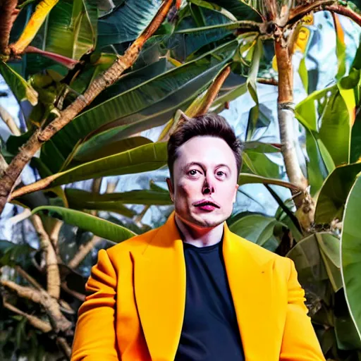 Image similar to photo of elon musk cosplaying as a mango fruit costume, highly detailed, extremely high quality, hd, 4 k, 8 k, professional photographer, 4 0 mp, lifelike, top - rated, award winning, cinematic, realistic, detailed lighting, detailed shadows, sharp, no blur, edited, corrected, trending