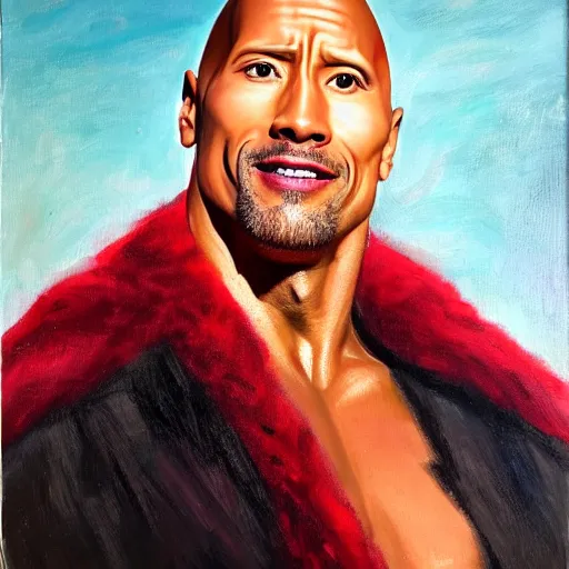 Prompt: dwayne johnson as the queen of england, portrait, oil on canvas