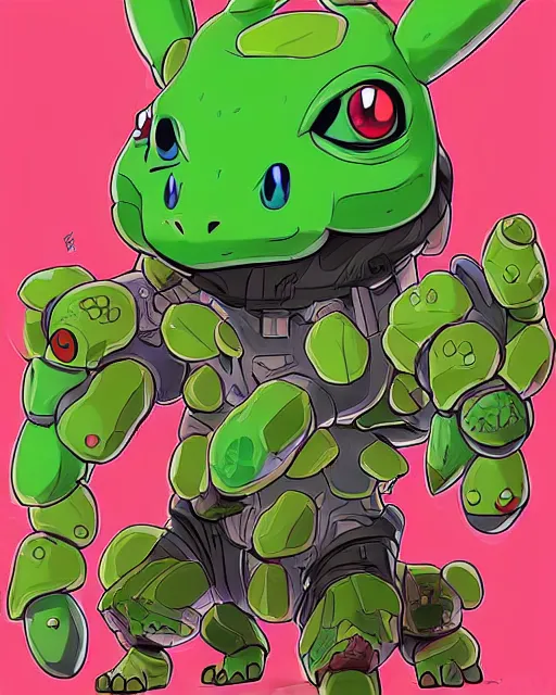 Image similar to lofi BioPunk Pokemon Bulbasaur portrait Pixar style by Tristan Eaton Artgerm