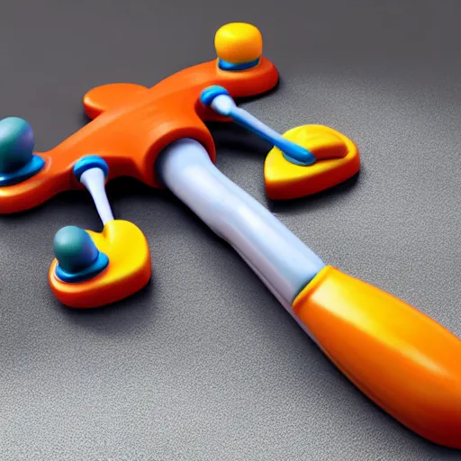 Image similar to product photo of the fisher price toy great axe, octane render, unreal engine 5, light transport simulation