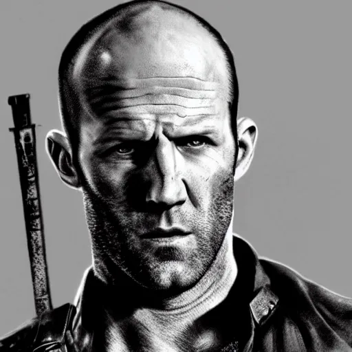 Image similar to jason statham as batman, post apocalyptic, an film still