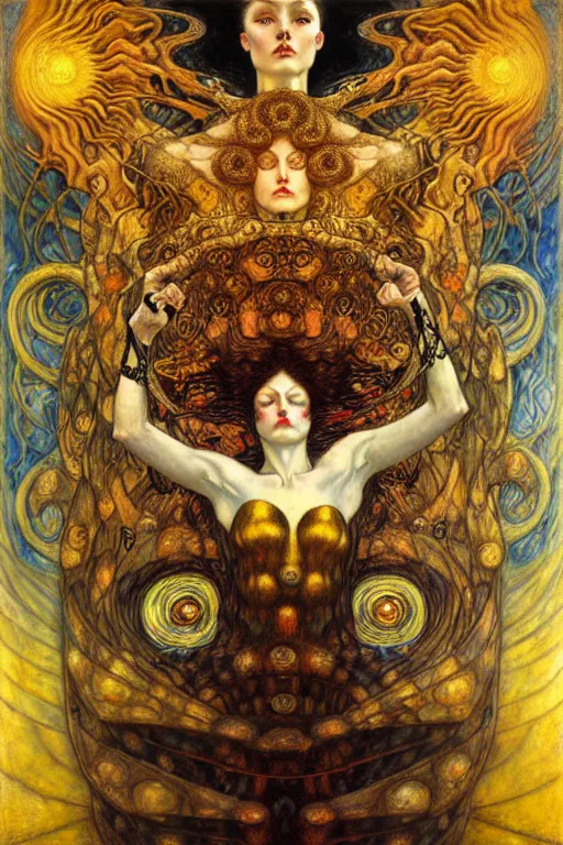 Image similar to Divine Chaos Engine by Karol Bak, Jean Delville, William Blake, Gustav Klimt, and Vincent Van Gogh, symbolist, visionary