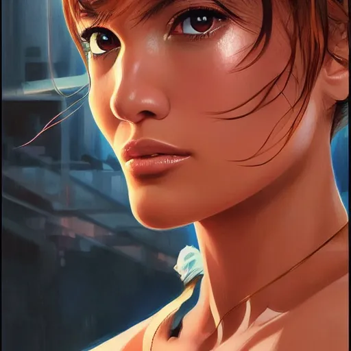 Image similar to jennifer lopez portrait as manga girl, realistic shaded perfect face, fine details. anime. realistic shaded lighting poster by ilya kuvshinov katsuhiro otomo ghost - in - the - shell, magali villeneuve, artgerm, jeremy lipkin and michael garmash and rob rey