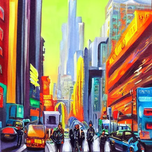 busy city, painting by John Poopoofart | Stable Diffusion | OpenArt