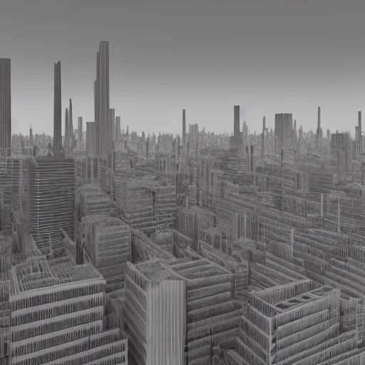 Image similar to the skyline of a dystopian city, highly detailed 3D render