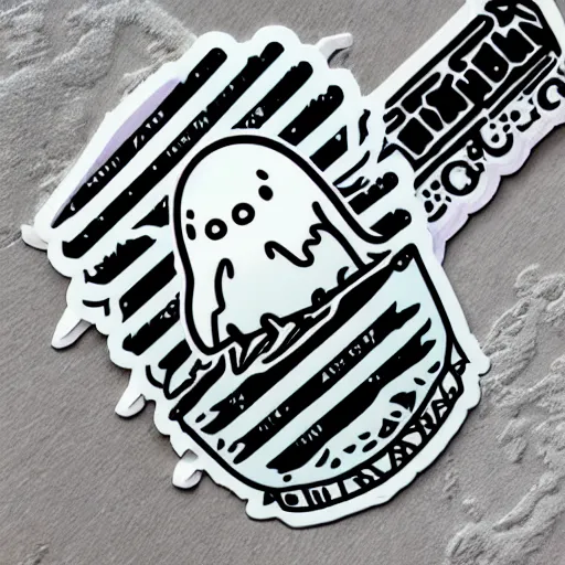 Prompt: cute chibi ghost sticker, by studio ghibli