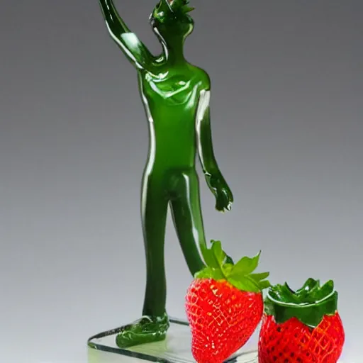 Prompt: glass figure of a strawberry