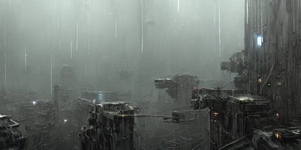 Prompt: a film still from the matrix by ian mcque - endless machine - built underground facility that controls atmosphere, water and power, scale of a city, water - logged, medium shot, waist up, bloom, dark and moody atmospheric, dramatic lighting, behance, game environment design, artstation, photoreal, deviant art,