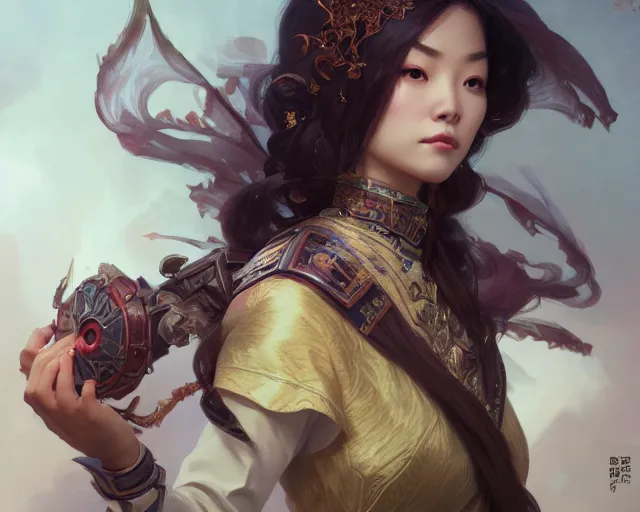 Image similar to photography of qing han, deep focus, d & d, fantasy, intricate, elegant, highly detailed, digital painting, artstation, concept art, matte, sharp focus, illustration, hearthstone, art by artgerm and greg rutkowski and alphonse mucha