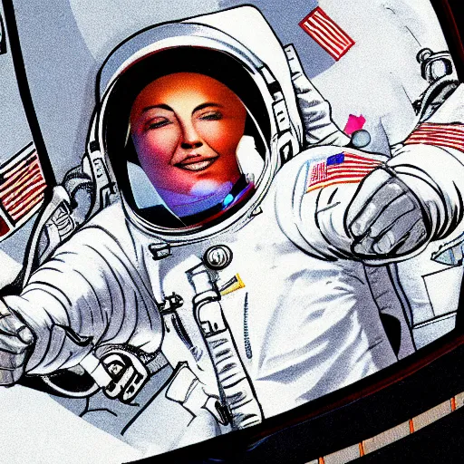 Image similar to astronaut in space, close up of the visor, in Studio MAPPA style