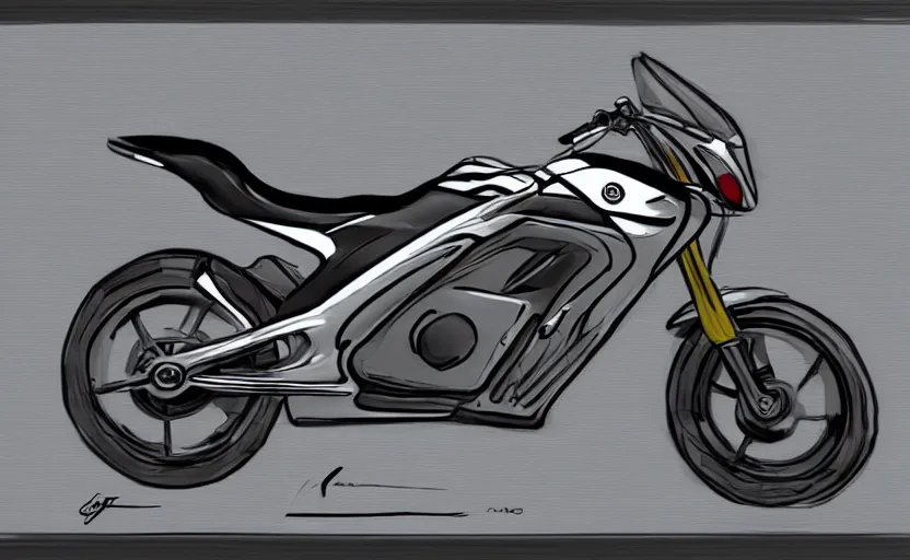 Prompt: 1 9 9 0 s yamaha sport motorcycle concept, sketch, art,