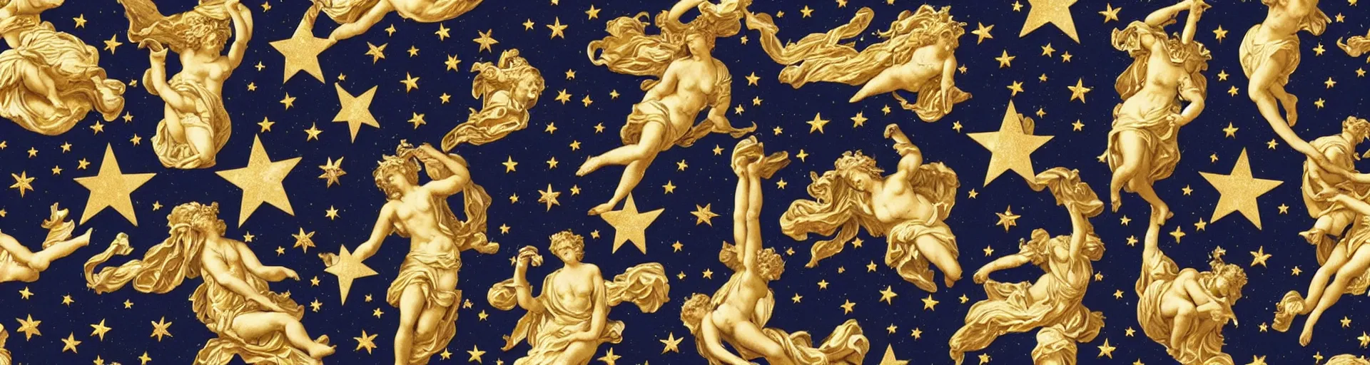 Prompt: saint Woman, Venus, Athena, beautiful, gracious, baroque marble and gold in space, sistina, stars, clouds