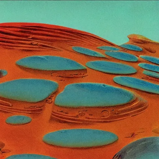 Prompt: martian landscape by Roger Dean