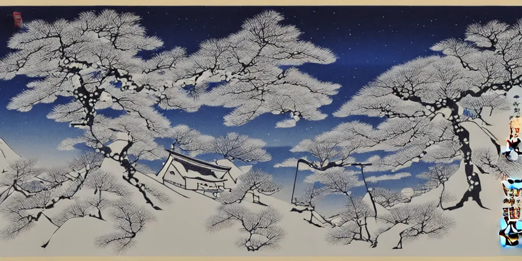 Image similar to chinese town in winter moonnight by hiramatsu reiji and masayasu uchida