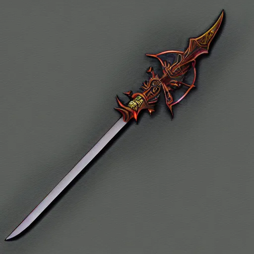 Prompt: magical glowing sword, artefact, no people, xianxia, trending on artstation