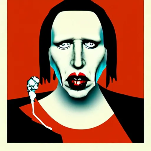 Image similar to graphic illustration, creative design, marilyn manson, biopunk, francis bacon, highly detailed, hunter s thompson