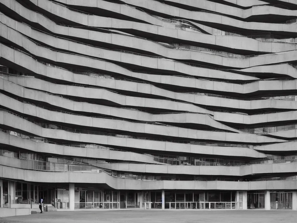 Prompt: photograph of a building in vancouver, arthur erickson, concrete, brutalist