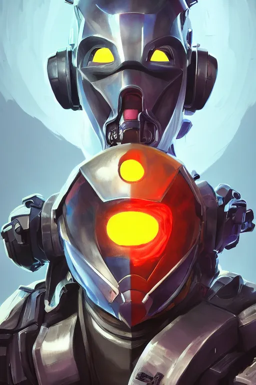 Image similar to epic mask helmet robot ninja portrait stylized as fornite style game design fanart by concept artist gervasio canda, behance hd by jesper ejsing, by rhads, makoto shinkai and lois van baarle, ilya kuvshinov, rossdraws global illumination radiating a glowing aura global illumination ray tracing hdr render in unreal engine 5