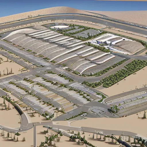 Prompt: giant mall with a big parking lot at the sahara desert, 2 0 2 2