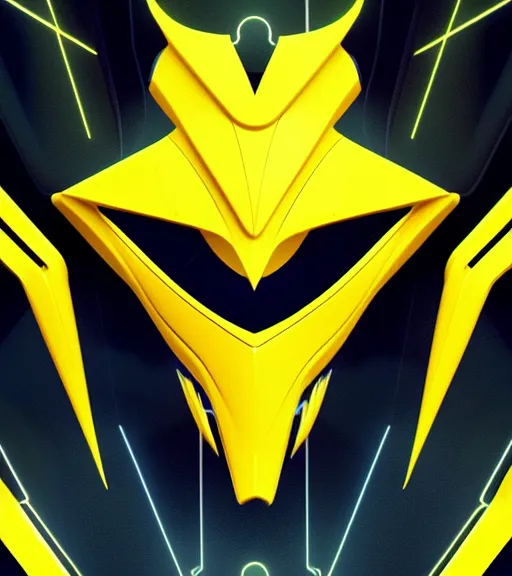 Prompt: symmetry!! yellow ranger, lightning - bolt - shaped eye - lense!!, hard edges, product render retro - futuristic poster scifi, thunderbolt and neon circuits, thunder strikes, intricate, elegant, highly detailed, digital painting, artstation, concept art, smooth, sharp focus, illustration, dreamlike, art by artgerm