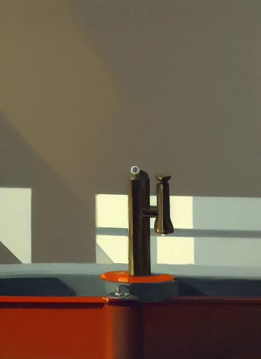 Image similar to water faucet dripping Edward Hopper and James Gilleard, highly detailed