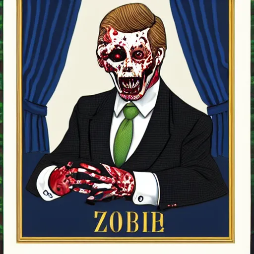 Image similar to Official White House portrait of a zombie President