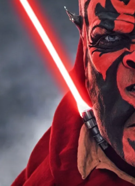 Prompt: film still of jack nicholson as darth maul in the new star wars movie, 4 k