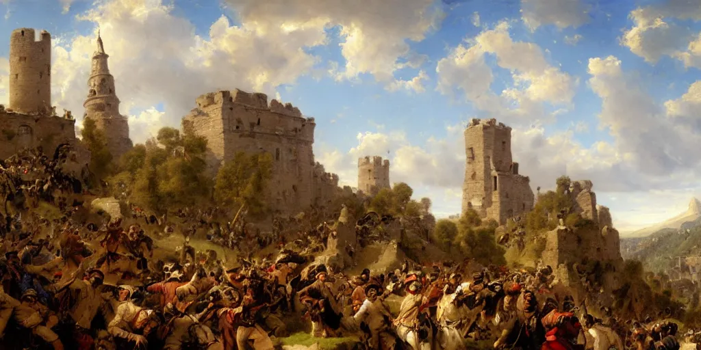 Image similar to landscape portrait of a marmots storming the bastille, by william sidney mount, trending on artstation