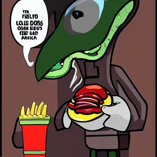 Image similar to big bossomed alien eating a hotdog - w 7 0 0